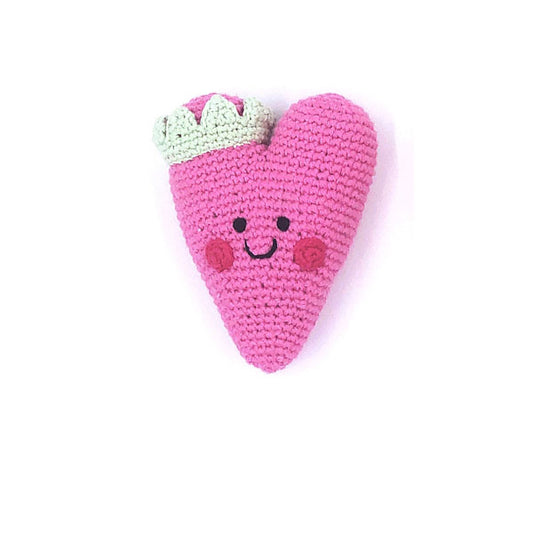 Friendly heart rattle - pink